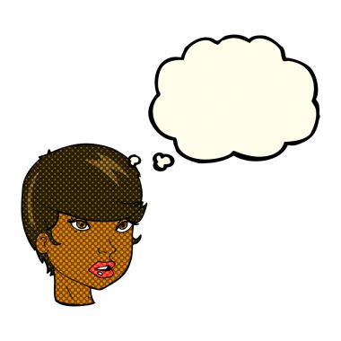 çizgi film oldukça kadın yüzü düşünce balonu ile