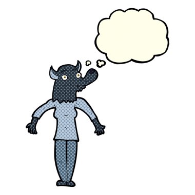 çizgi film kurt adam kadın düşünce balonu ile