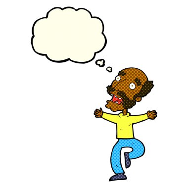 Çizgi film ihtiyarı düşünce baloncuğundan korkuyor.