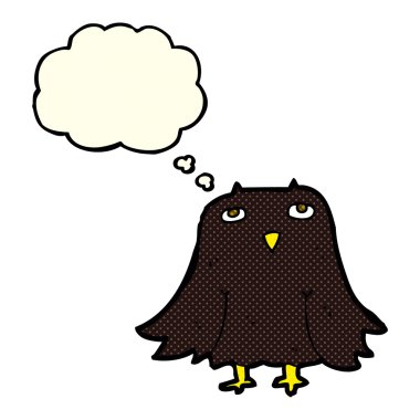 Düşünce baloncuklu çizgi film baykuşu