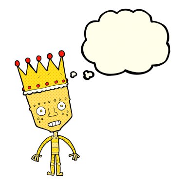 çizgi film robot düşünce balonu ile taç ile