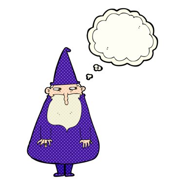 Düşünce baloncuklu çizgi film sihirbazı