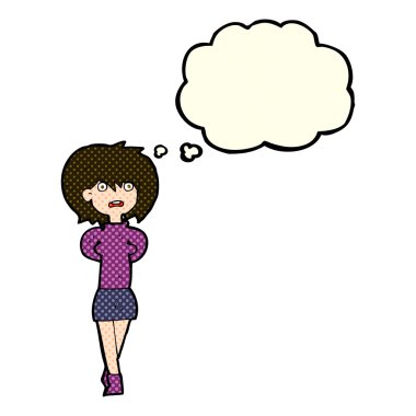 düşünce balonu ile şok kadın karikatür