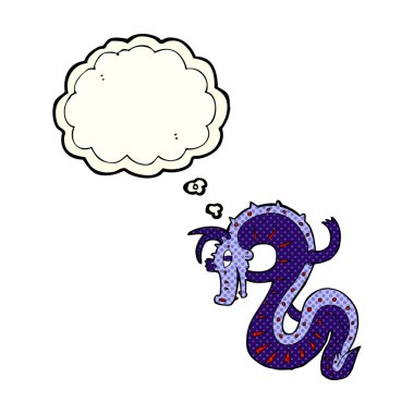 Düşünce balonlu Sakson ejderha çizgi filmi