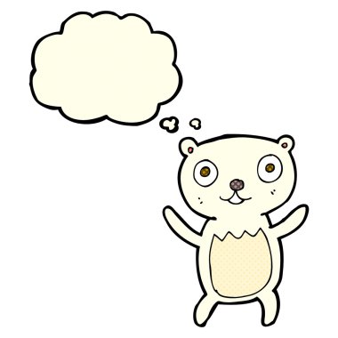 Düşünce baloncuklu çizgi film kutup ayısı yavrusu