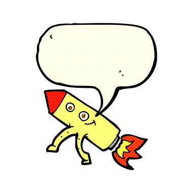 Düşünce baloncuklu mutlu roket.