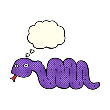 Düşünce baloncuklu komik çizgi film yılanı