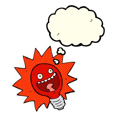 düşünce balonu ile kırmızı ampul çizgi film