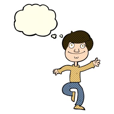 Düşünce baloncuklu çizgi film dansçısı.