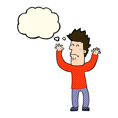 Çizgi film adamı düşünce baloncuğu ile strese soktu