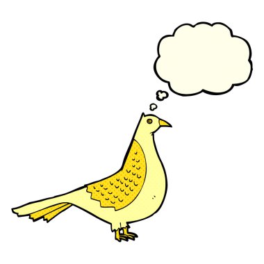 Düşünce baloncuklu çizgi film kuşu