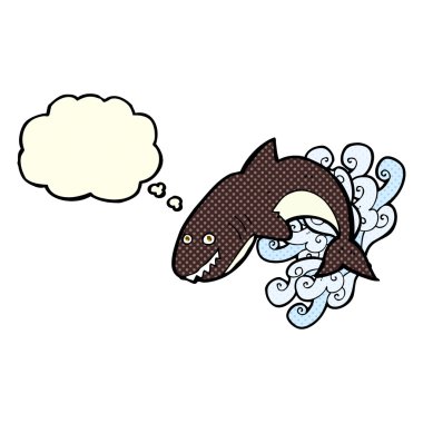 Düşünce baloncuklu çizgi film köpekbalığı