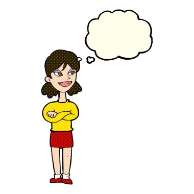 çizgi film kendini beğenmiş kadın düşünce balonu ile