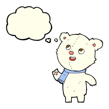 çizgi film kutup ayısı düşünce balonu ile şal