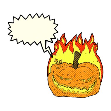 Düşünce baloncuklu Cadılar Bayramı balkabağı çizgi filmi