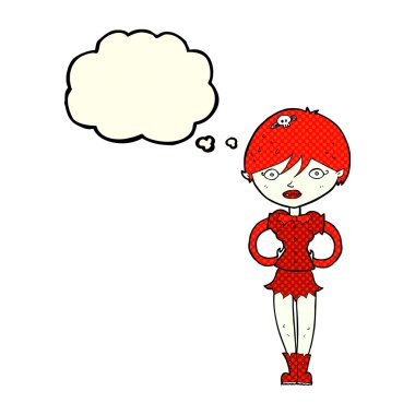 Düşünce baloncuğu olan güzel vampir kız.