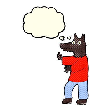 karikatür komik kurtadam düşünce balonu ile