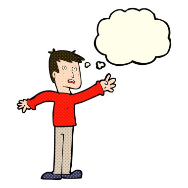 çizgi film endişeli adam düşünce baloncuğuyla uzanıyor