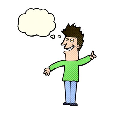 çizgi film mutlu adam düşünce baloncuğu ile