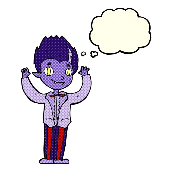 Γελοιογραφία βαμπίρ αγόρι με σκέψη φούσκα — Διανυσματικό Αρχείο