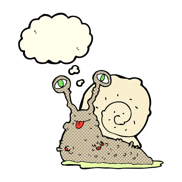 Cartoon gross slug with thought bubble — Stock Vector