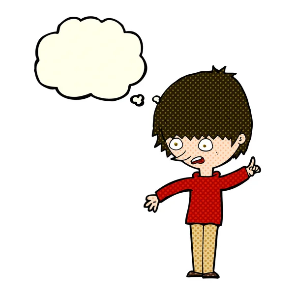 思考バブルに疑問を持つ漫画の少年 — ストックベクタ