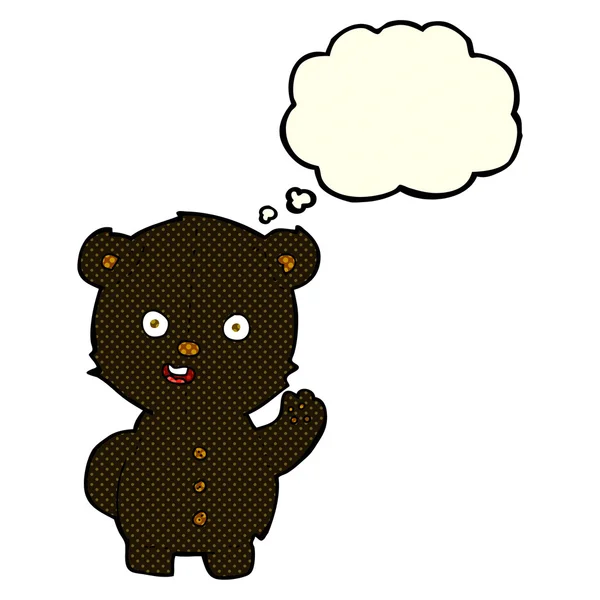 可爱的卡通黑熊与思想泡泡 — 图库矢量图片