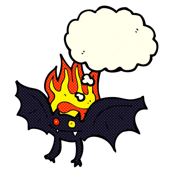 Cartoon vampire bat with thought bubble — Stock Vector