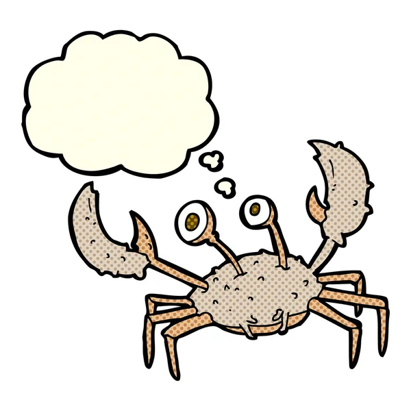 Crabe dessin animé avec bulle de pensée — Image vectorielle