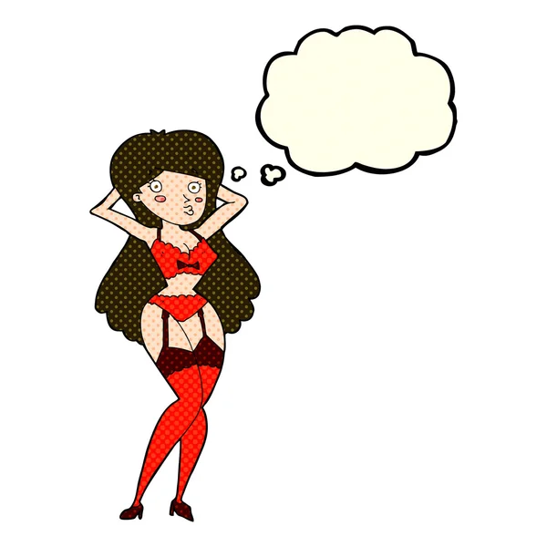 ランジェリーと思ったのバブルの漫画の女性 — ストックベクタ