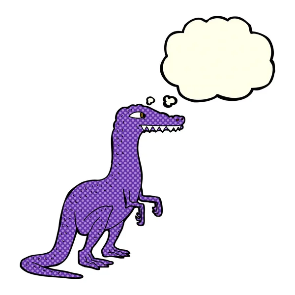 Dinosaurio de dibujos animados con burbuja de pensamiento — Vector de stock