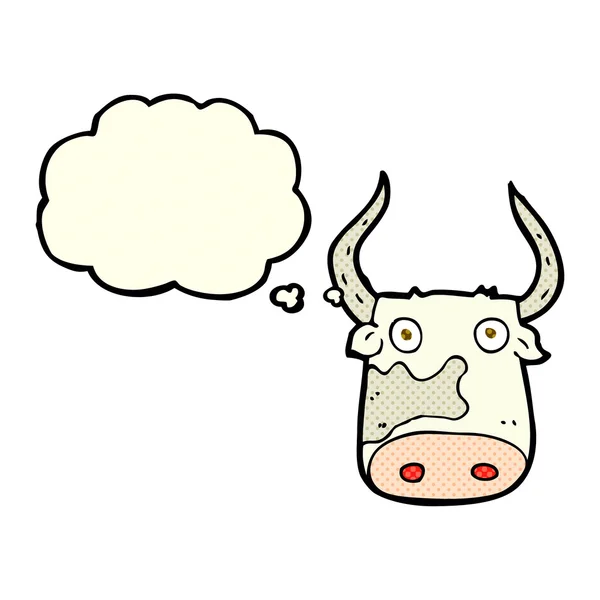 思考バブルを持つ漫画の牛 — ストックベクタ