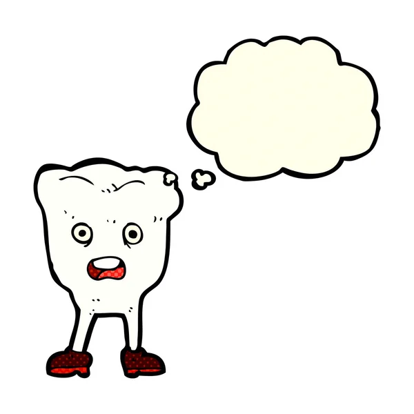 Kreslený zub s myšlenkovou bublinou — Stockový vektor