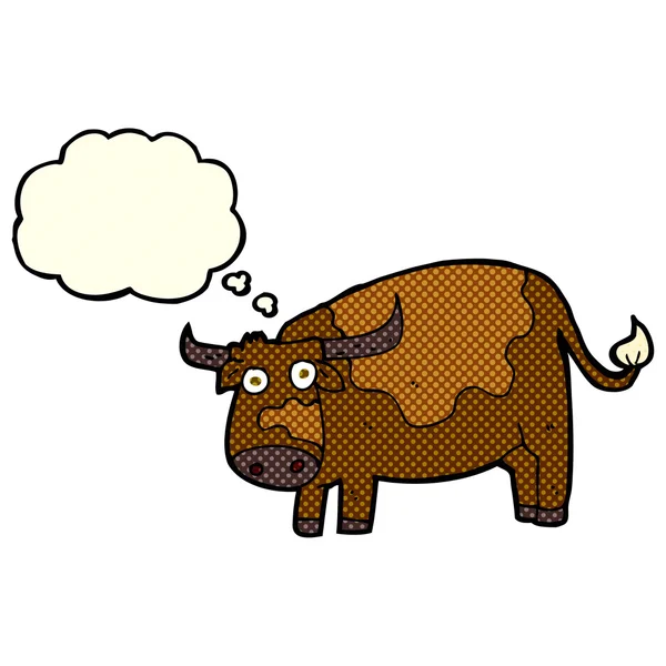 Cartoon cow with thought bubble — Stock Vector