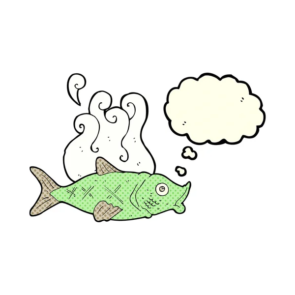 विचार बुलबुला के साथ कार्टून बदबूदार मछली — स्टॉक वेक्टर