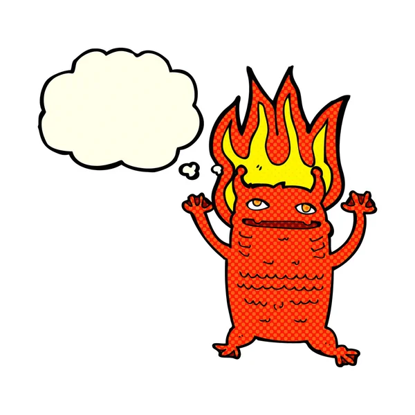 Desenho animado pequeno demônio fogo com bolha de pensamento imagem  vetorial de lineartestpilot© 67331441