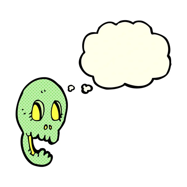 具有思想气泡的滑稽卡通骷髅 — 图库矢量图片