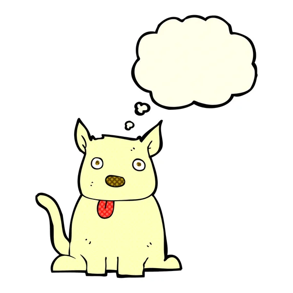 Perro de dibujos animados sobresaliendo lengua con burbuja de pensamiento — Archivo Imágenes Vectoriales