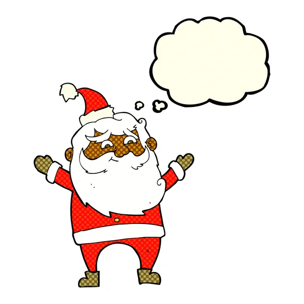 Kreslený šťastný Santa Claus s myšlenkovou bublinou — Stockový vektor