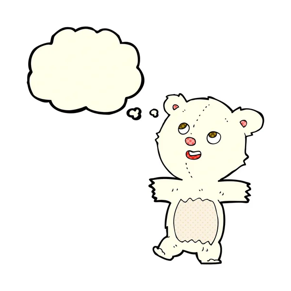 Dibujos animados oso polar con burbuja de pensamiento — Vector de stock