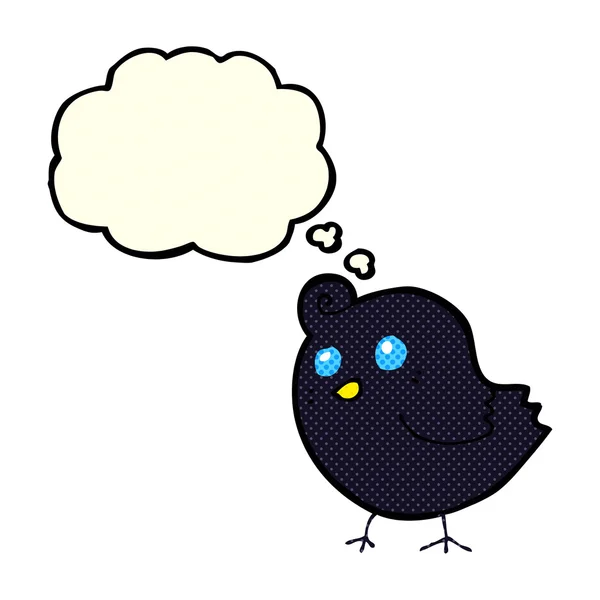Pássaro dos desenhos animados com bolha de pensamento — Vetor de Stock