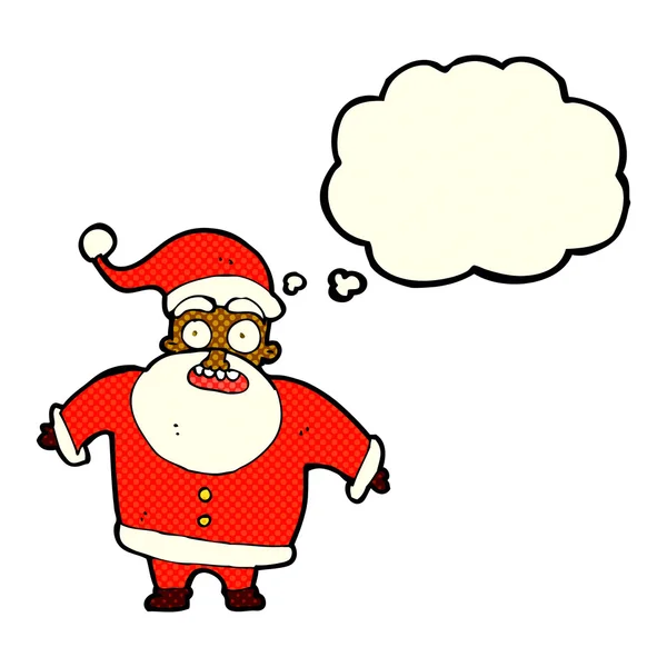 Cartoon shocked santa claus with thought bubble — Stock Vector