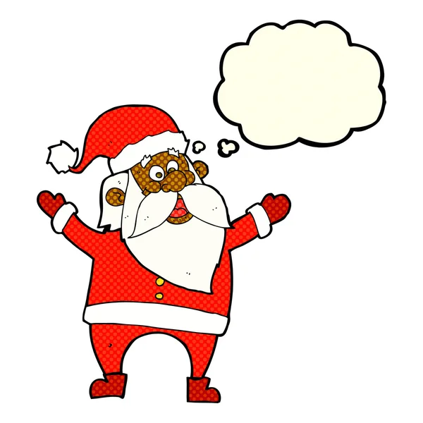 Dibujos animados Santa Claus con burbuja de pensamiento — Vector de stock