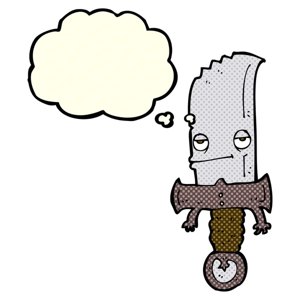 Персонаж мультфільму ножа з мисленням бульбашки — стоковий вектор