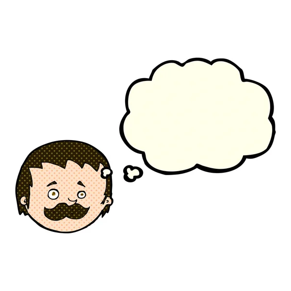 Cartoon man with mustache with thought bubble — Stock Vector