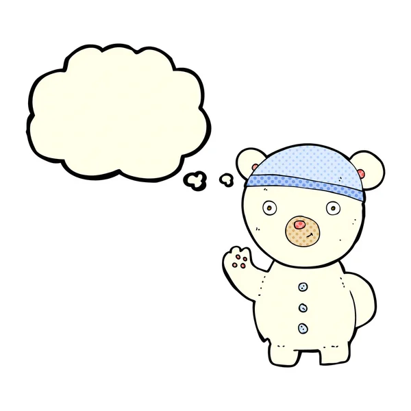 卡通片北极熊宝宝与思想泡沫 — 图库矢量图片