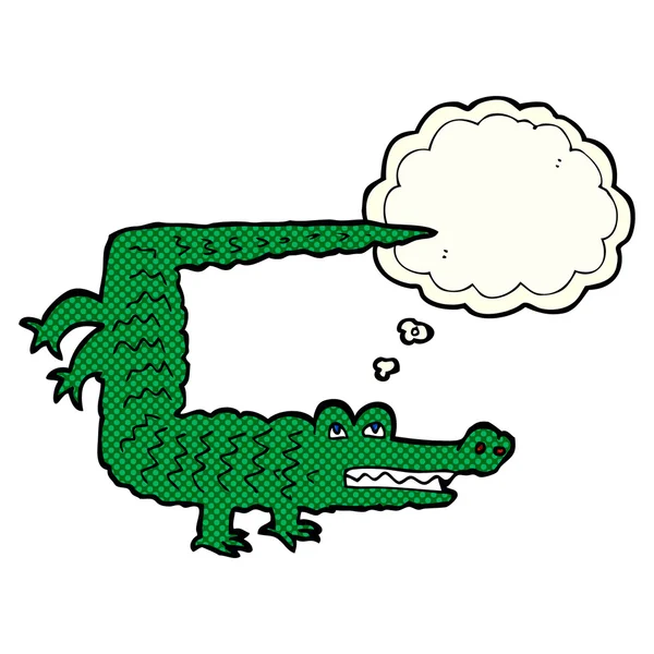 Мультяшный крокодил с мыслепузырём — стоковый вектор