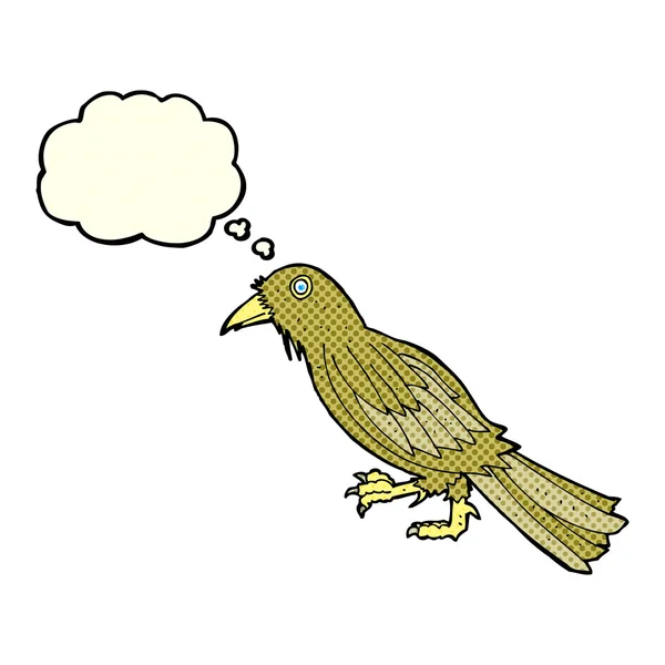 Karikatur Krähe mit Gedankenblase — Stockvektor