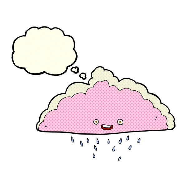 Cartoon rain cloud with thought bubble — Stock Vector