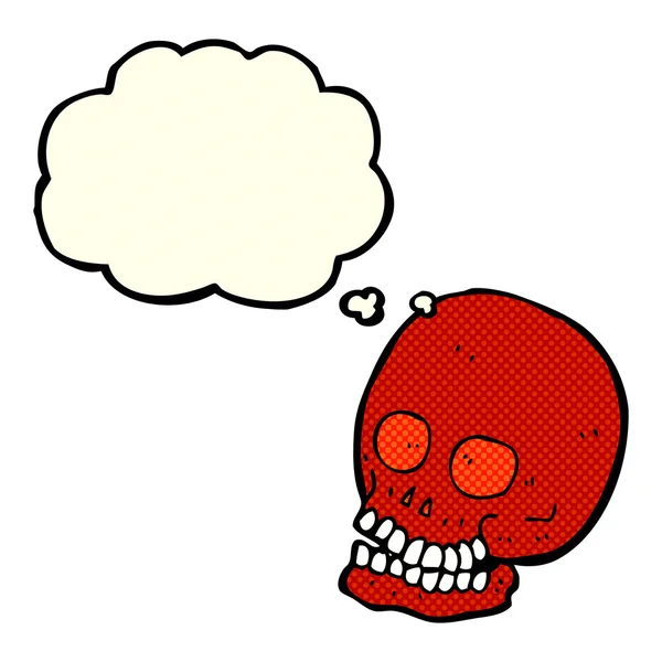 思考バブルを持つ漫画の頭蓋骨 — ストックベクタ